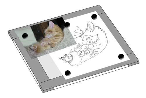 Magnetic drawing board in use